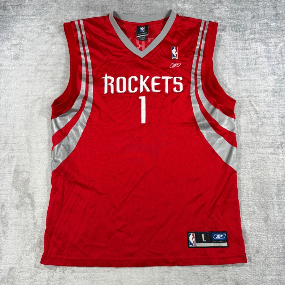 Houston Rockets Jersey Mens Large Red Tracy McGrady 1 NBA Basketball Y2K Reebok